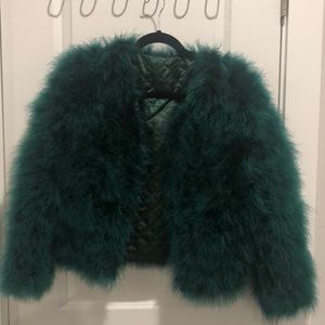 FLASH SALE: Green Marabou Feather Jacket